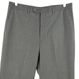 Stafford Super Pant Men's Grey Pants Size 36x32 Flat Front Straight Leg Mid Rise